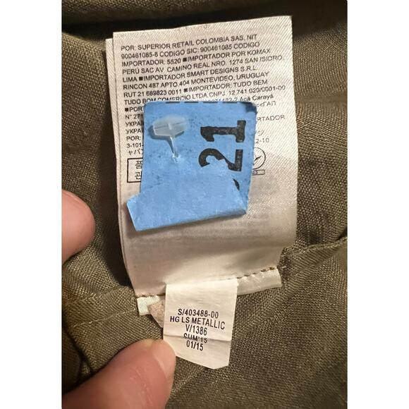 Banana Republic Heritage Collection Gold Linen Matte Button Roll Tab Sleeve XS - Picture 7 of 10